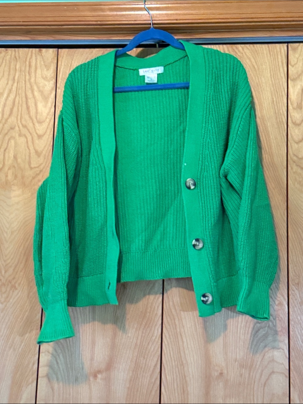 Vibrant Green Button-Front Women’s Cardigan